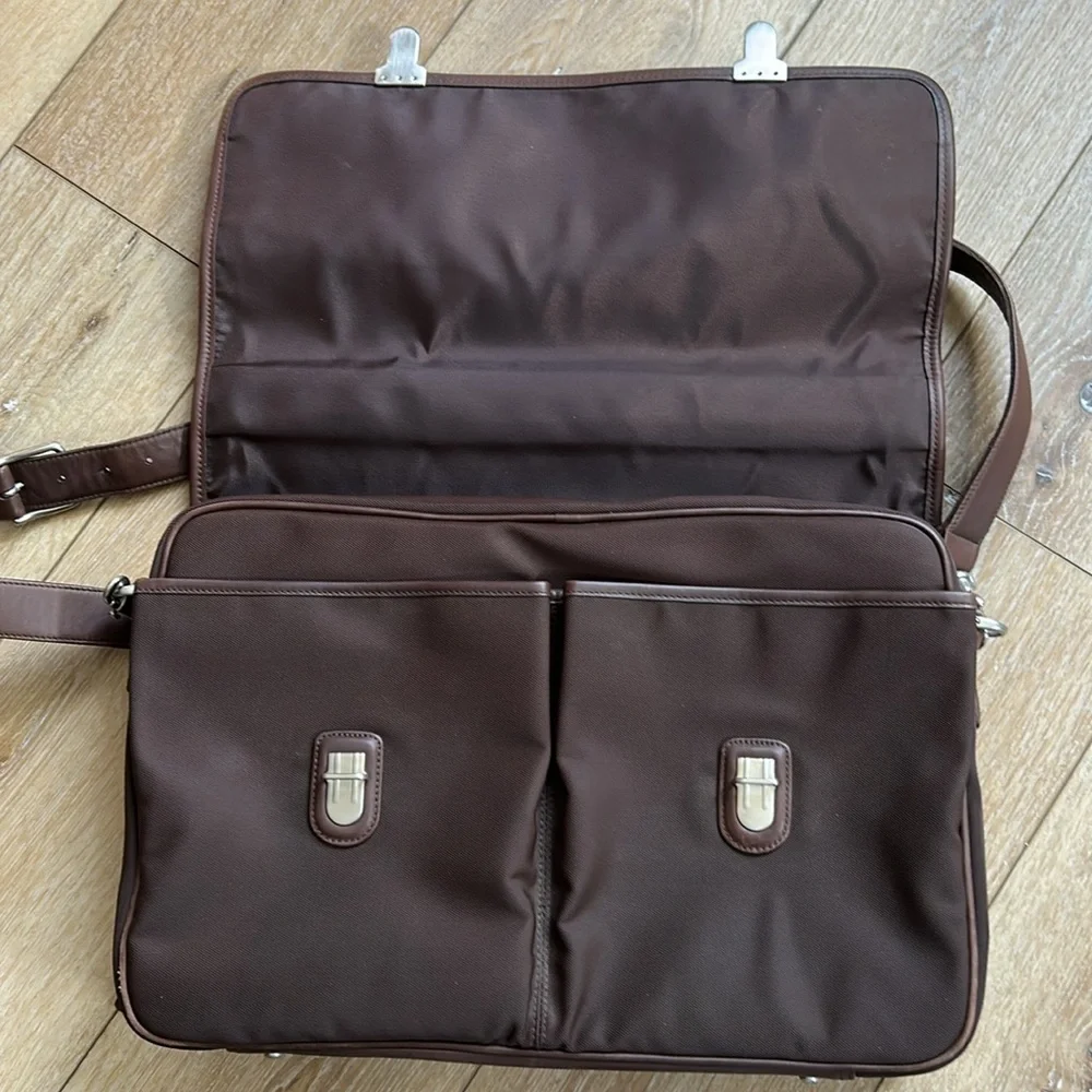 COACH Vintage Brown Classic Leather & Nylon Briefcase Messenger Bag #5113